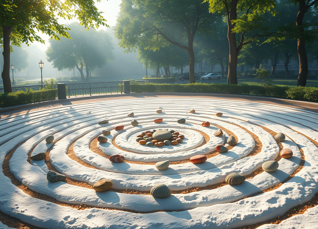 Walking the labyrinth in a city&nbsp;park